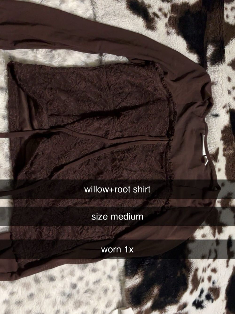 Willow+Root Lace Front Brown Long Sleeve Top